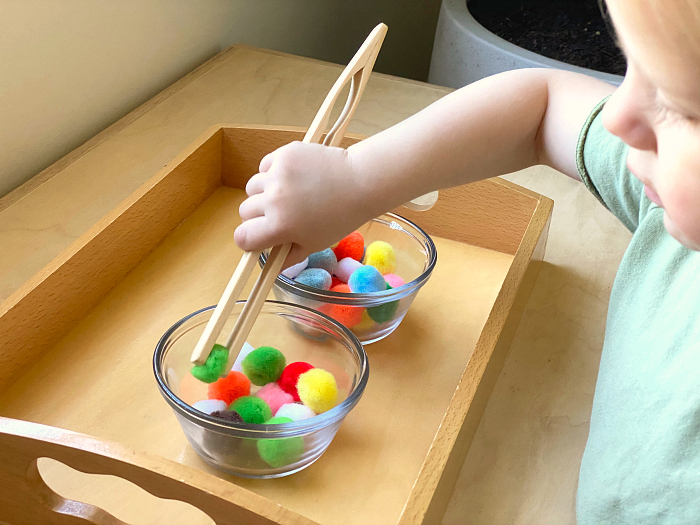 tongs and pom poms