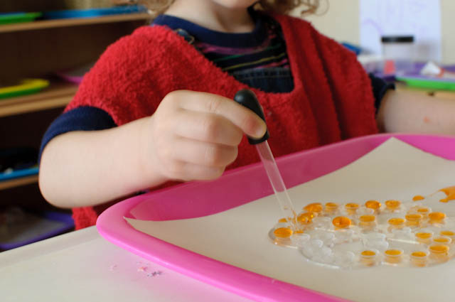 Unlock Your Child's Motor Skills with a Fun Montessori Activity: Transfer Water to a Soap Saver with an Eye-dropper