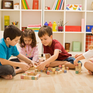 Children playing with blocks