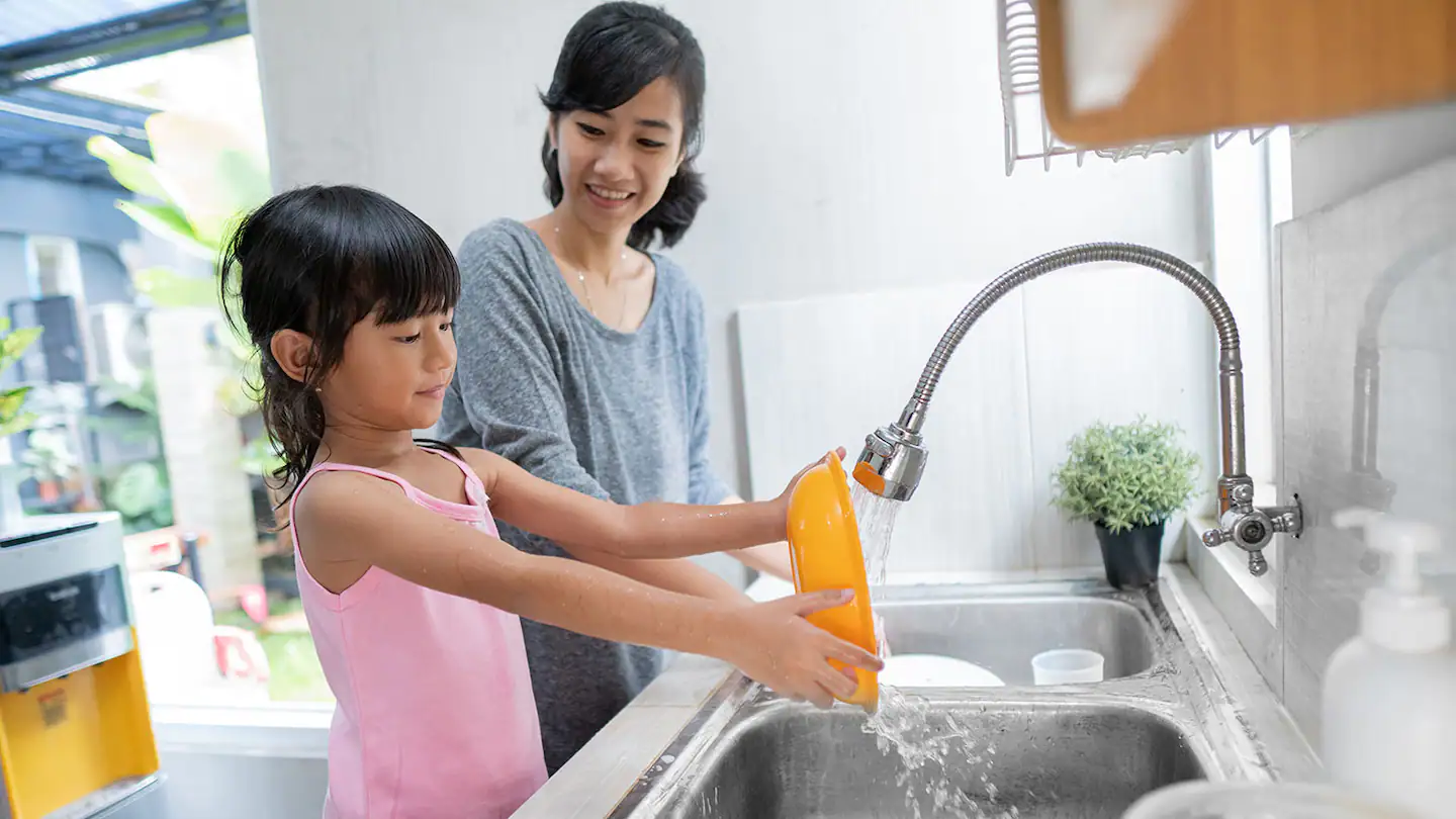 Washing dishes